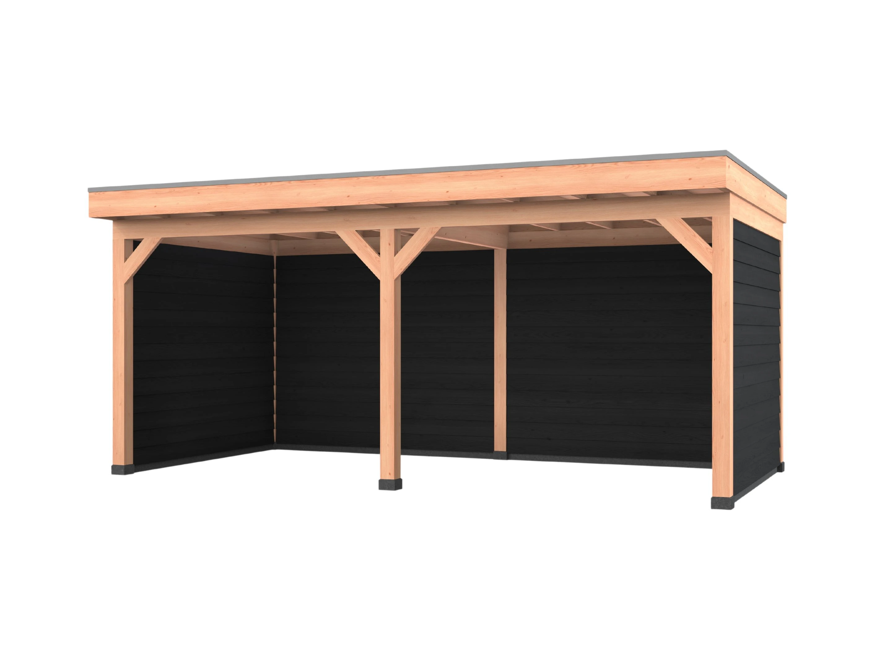 Douglas overkapping, 600 x 300, met zwarte achterwand en twee zijwanden, Westwood Comfort Green - Afbeelding 1